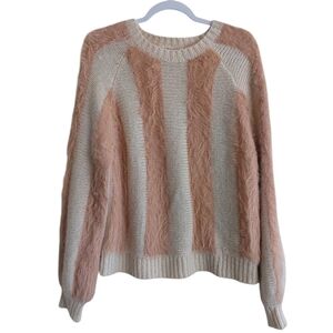 Love Riche Long Sleeve Cozy Striped Sweater in Cream and Tan- size S